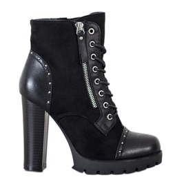 Kayla Rock boots à talons hauts le noir