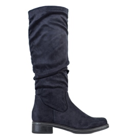 Super Me Bottes Avec Cubic Zirconia bleu marin bleu