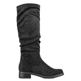 Super Me Bottes Avec Cubic Zirconia le noir