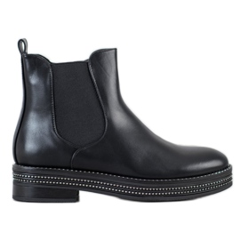 SHELOVET Bottes sur la plate-forme avec zircone cubique le noir