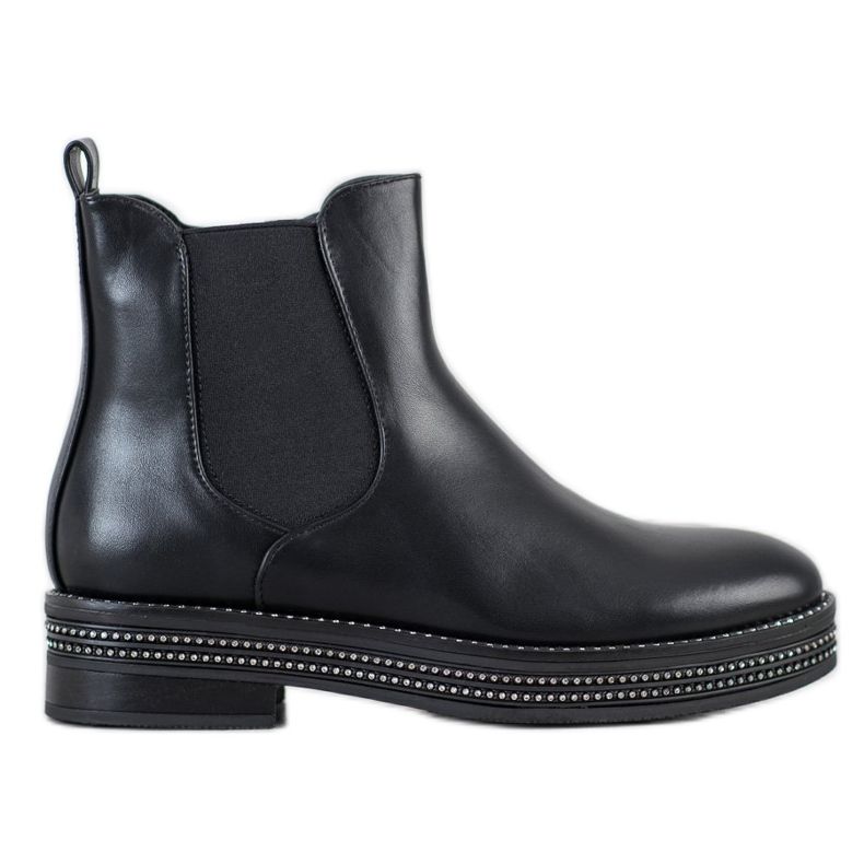 SHELOVET Bottes sur la plate-forme avec zircone cubique le noir