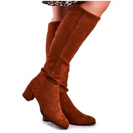 Bottes en daim pour femmes Sergio Leone camel KZ273 brun