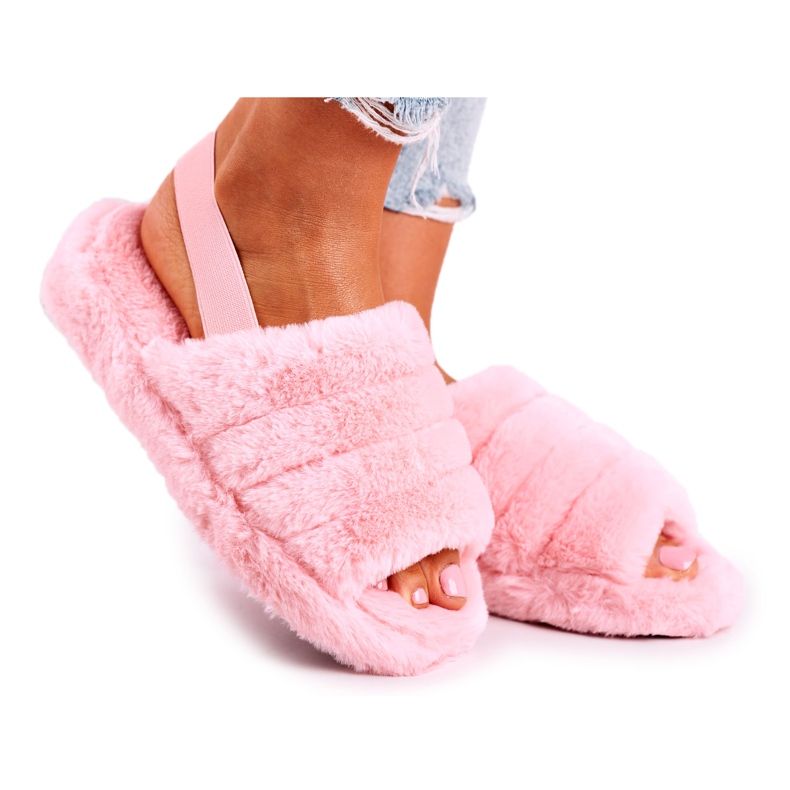 SEA Chaussons Femme sur la Plateforme Fourrure Rose Rosie