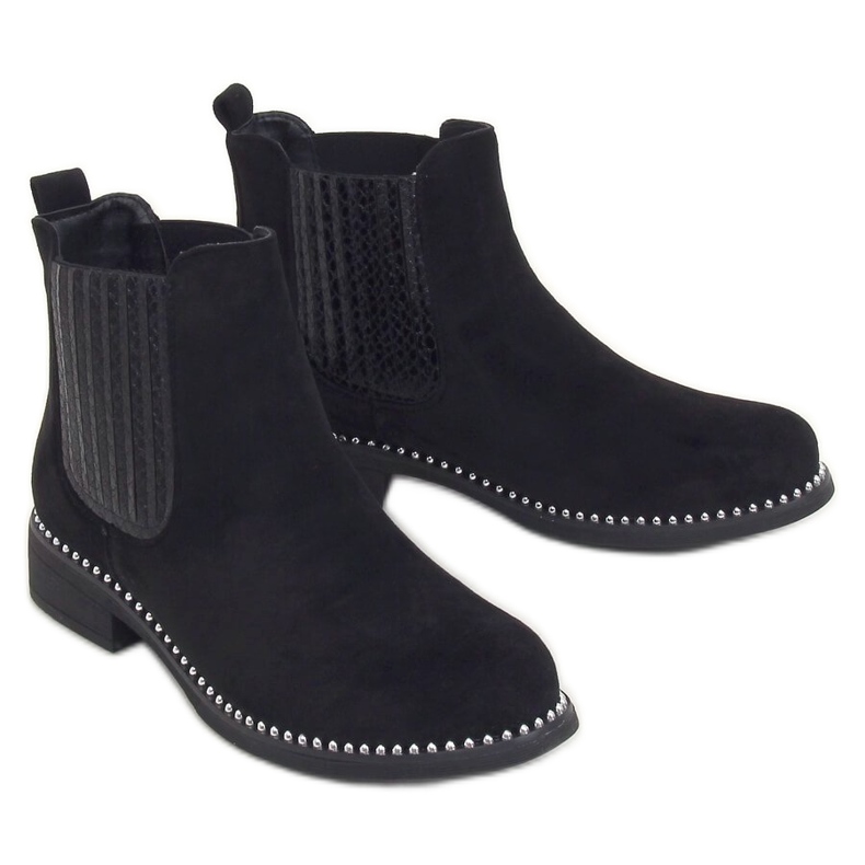 Bottines Chelsea noires, daim noir HQ231 Noir le noir