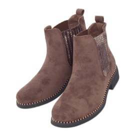 Chelsea boots femme, daim marron HQ231 Kaki brun