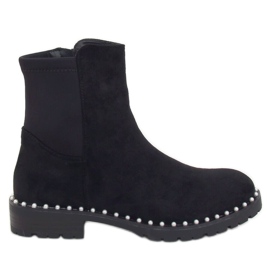 Bottines Chelsea noires avec perles RQ336 Noir
