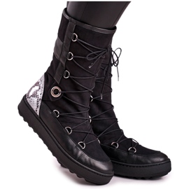 Bottes de neige Laura Messi en daim noir avec fourrure 2054