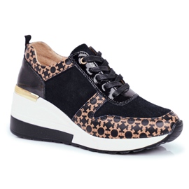 S.Barski Chaussures Sport Femme Baskets Noir Blanc Metronus beige doré