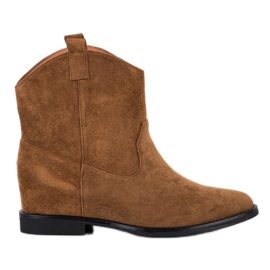 SHELOVET Bottes de cowboy chaudes sur un coin caché brun