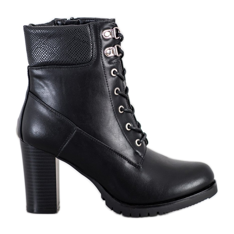 Queentina Bottines à lacets sur un poteau le noir Queentina Bottines à lacets sur un poteau le noir