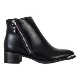 Kayla Bottes élégantes avec une fermeture éclair le noir argent