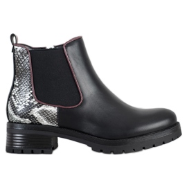 SHELOVET Bottes confortables à imprimé serpent blanche le noir