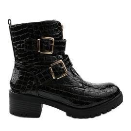Bottines Lineley laquées et isolées plates noires le noir