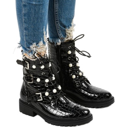 Bottines plates isolées noires Perles Torwain