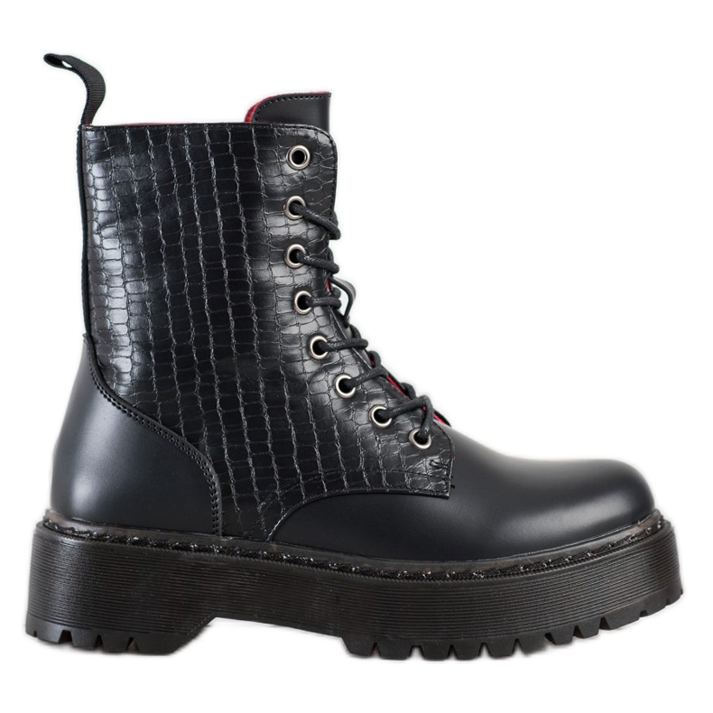 Gogo Bottes noires sur la plate-forme le noir