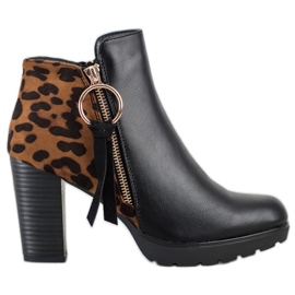 Goodin Bottes chaudes à imprimé léopard brun le noir