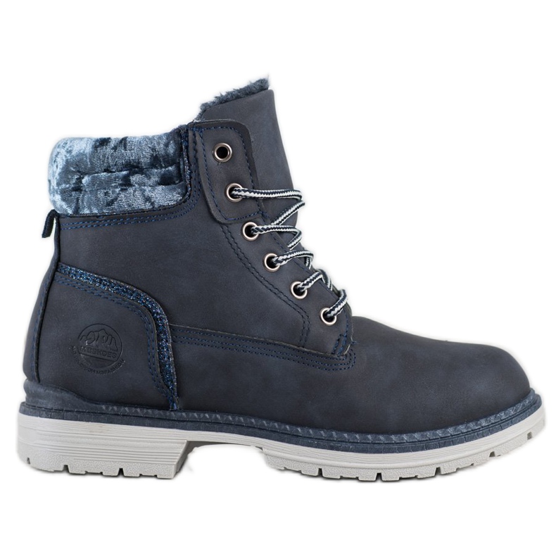 SHELOVET Bottes de randonnée à tige en velours bleu marin argent
