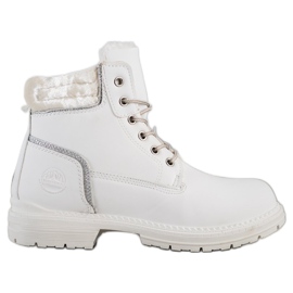 SHELOVET Bottes de randonnée à tige en velours blanc argent