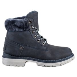 SHELOVET Bottes de randonnée avec fourrure bleu marin