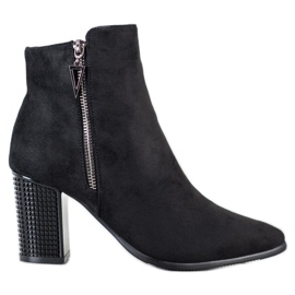 SHELOVET Bottes élégantes avec talon décoratif le noir SHELOVET Bottes élégantes avec talon décoratif le noir