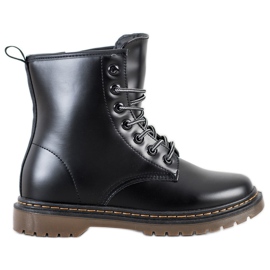 SHELOVET Bottes en cuir écologique noir