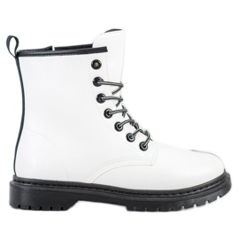 SHELOVET Bottes en cuir écologique blanc noir