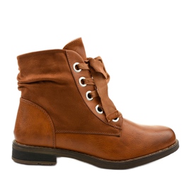 Bottines plates camel à fermeture éclair, simili cuir Stechford brun jaune