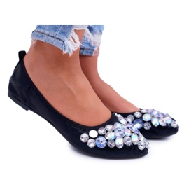 Seastar Ballerines pour femmes avec pierres de cristal noires