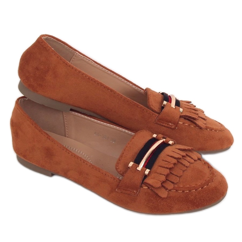 Mocassins femme camel 88-381 Camel brun multicolore