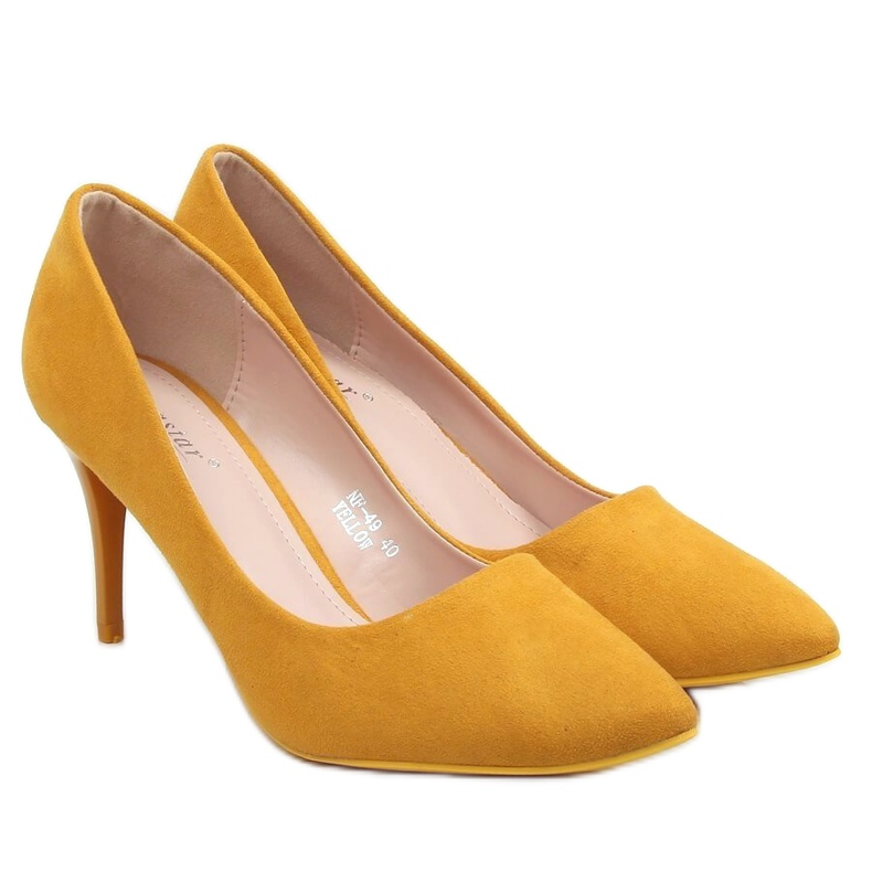 Escarpins sur un talon confortable, miel NF-49P Jaune multicolore