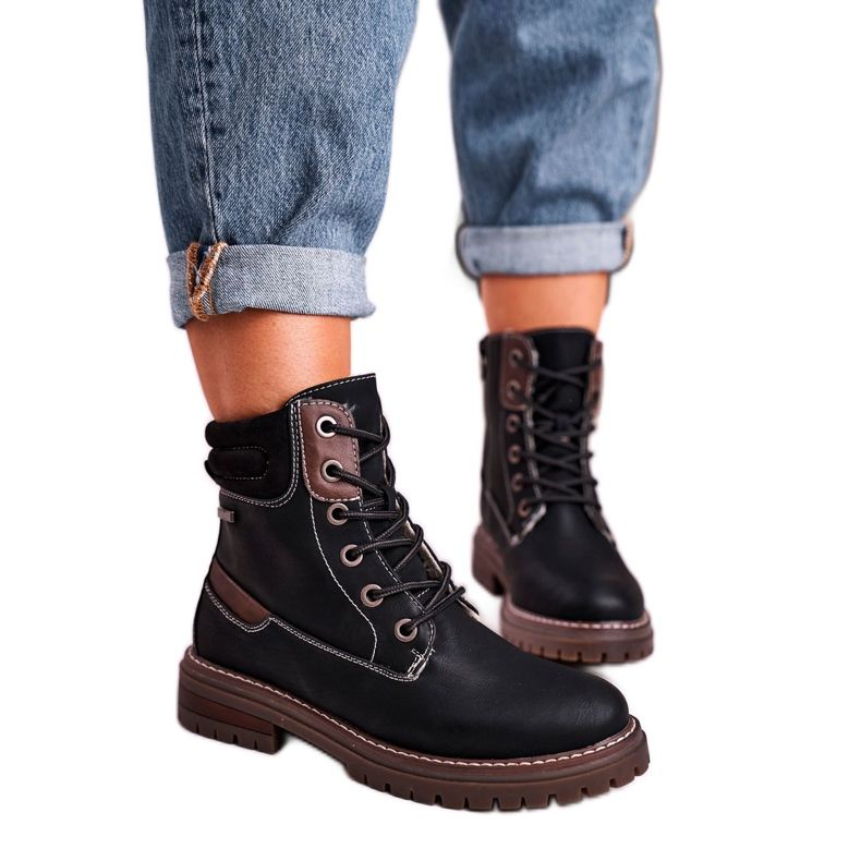 Femmes Black Warm Worker Trappers Timber brun le noir