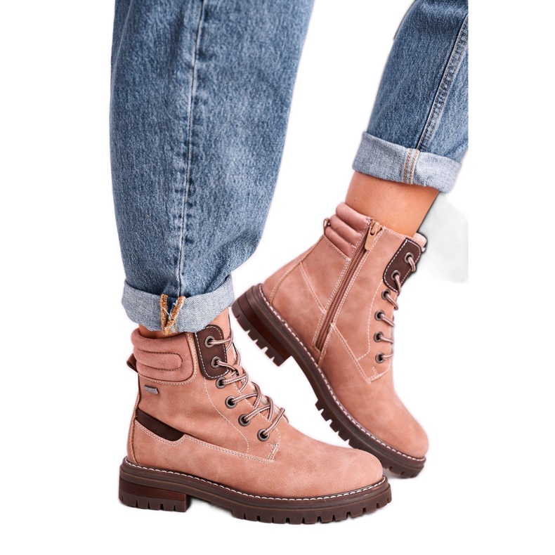 Femmes Warm Worker Trappers Pink Timber beige brun rose