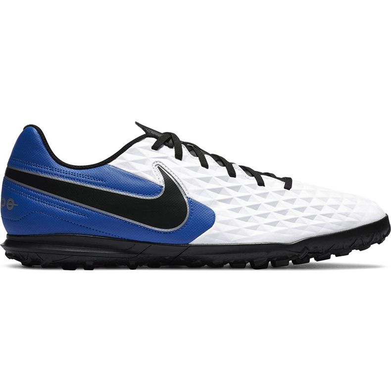 Nike Tiempo Legend 8 Club Tf AT6109 104 chaussures de football blanc, bleu, noir blanche Nike Tiempo Legend 8 Club Tf AT6109 104 chaussures de football blanc, bleu, noir blanche
