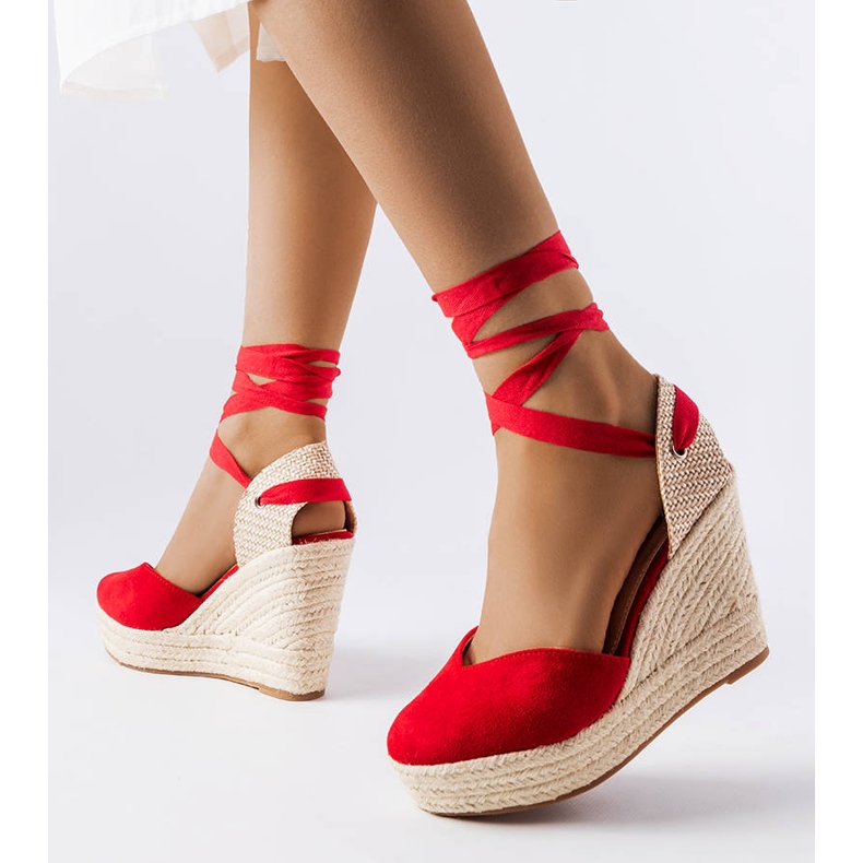 Espadrilles compensées rouges Adelinda 1