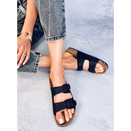 Chaussons Alexa en liège noir scintillant le noir 4