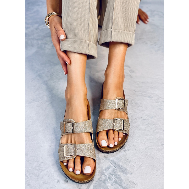 Chaussons Alexa Gold Glitter en liège d'or 1 Chaussons Alexa Gold Glitter en liège d'or 1