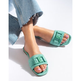 Chaussons femme en daim vert Shelovet 3