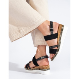 SHELOVET Sandales compensées noires pour femmes 1