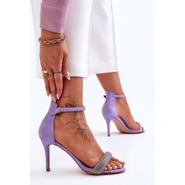 Sandales à talons hauts en daim avec strass violets Moments 5