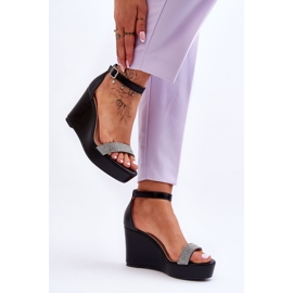 WD1 Sandales Compensées En Cuir À La Mode Noir Arwen le noir 3