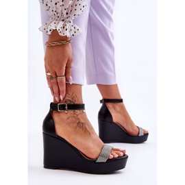 WD1 Sandales Compensées En Cuir À La Mode Noir Arwen le noir 5