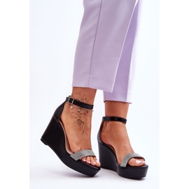 WD1 Sandales Compensées En Cuir À La Mode Noir Arwen le noir 7
