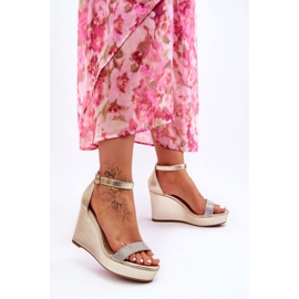 WD1 Sandales compensées en cuir à la mode Golden Arwen d'or 1