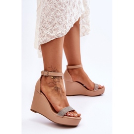WD1 Sandales compensées en cuir à la mode Nude Arwen beige 2
