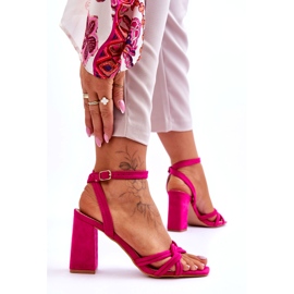 Sandales à talons classiques en daim fuchsia Bernett rose 8