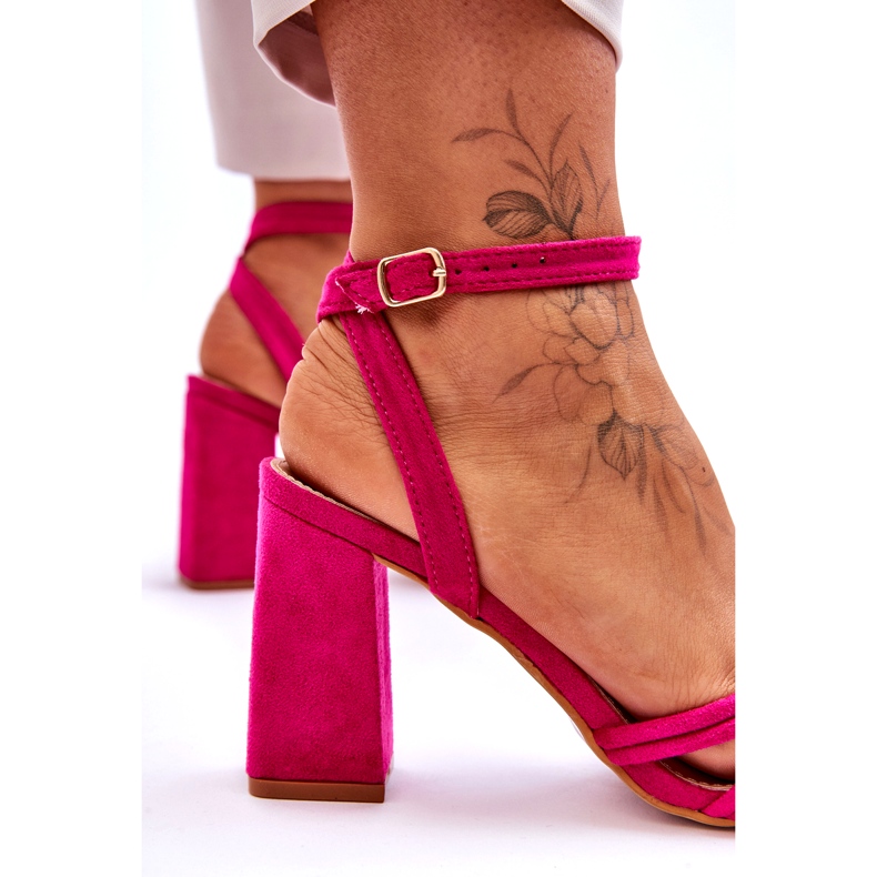 Sandales à talons classiques en daim fuchsia Bernett rose 4 Sandales à talons classiques en daim fuchsia Bernett rose 4