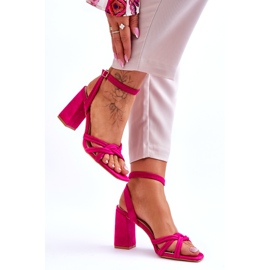 Sandales à talons classiques en daim fuchsia Bernett rose 5