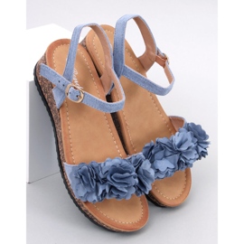 Sandales compensées à fleurs Pionter Blue bleu 1