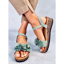 Sandales compensées à fleurs Pionter Green vert 4