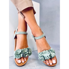 Sandales compensées à fleurs Pionter Green vert 3